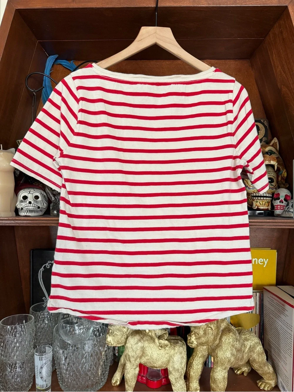J. Crew - Boatneck Striped Short Sleeve Tee -  Red / White - Women’s Medium